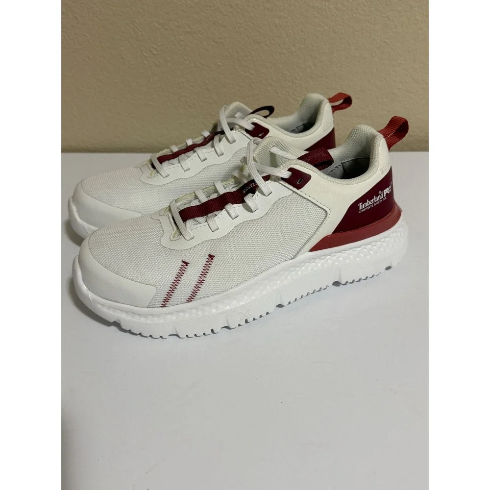 Timberland PRO Reaxion Composite Safety Toe Work Shoes White Burgundy A5VPF 8W
